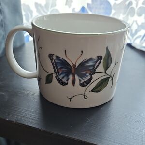 Butterfly Accent Ceramic Mug in Blue and Green